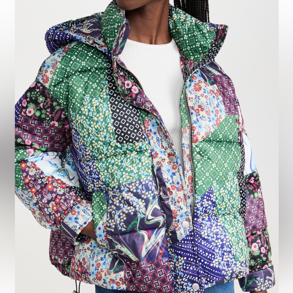 Avec Les Filles Duvet Puffer - Multi Patchwork Size Small